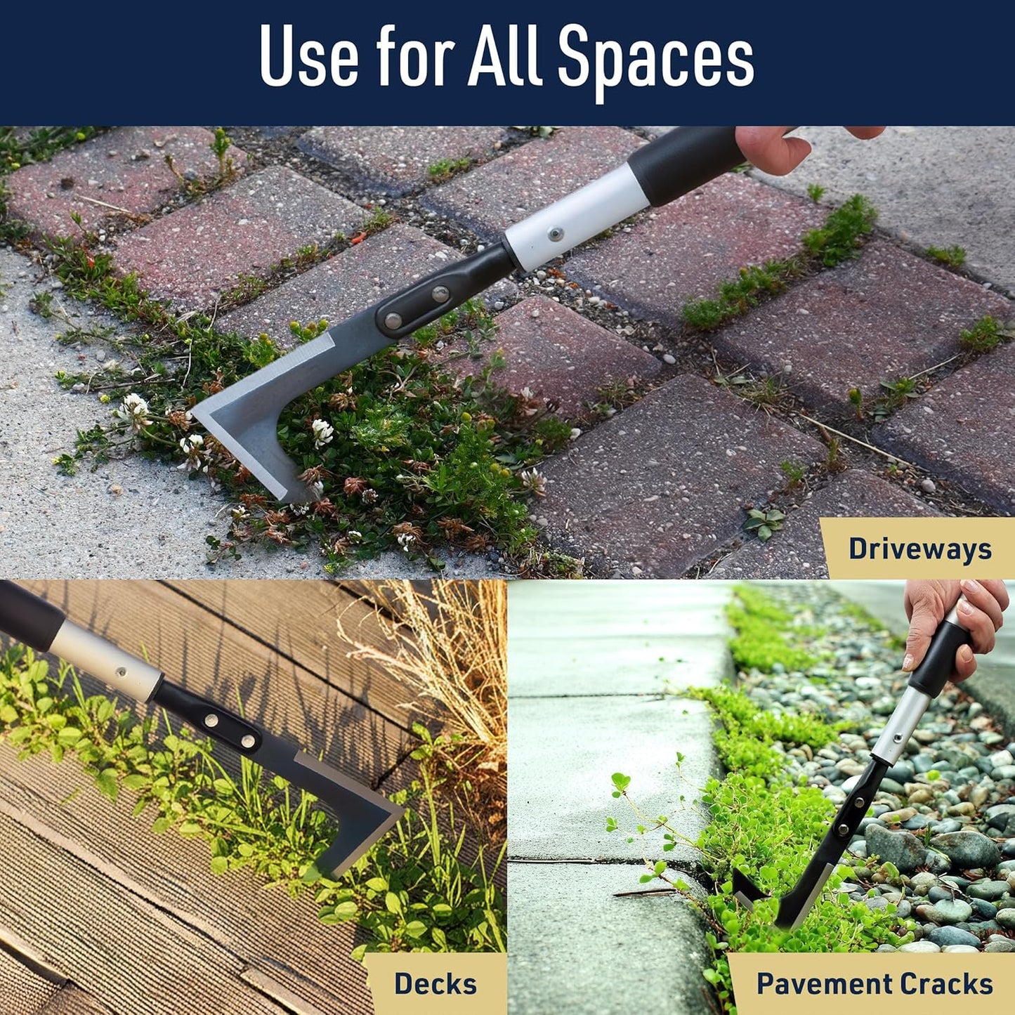 Kings County Tools Crack Weeder Tool - Telescoping 31.5” to 49” Long Handle for Easy Weeding