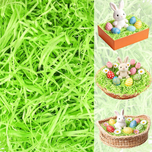 Seifar 5.3oz/150g Green Easter Grass Basket Filler, Recyclable Shred Paper Shred Fillers Easter Basket Grass for Easter Gift Basket Gift Wrapping Party Decorations