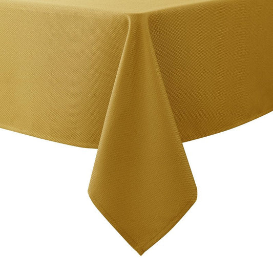 Biscaynebay Textured Fabric Rectangle Christmas Tablecloths 70x108 Inch, Gold Water Resistant Tablecloths for Dining, Kitchen, Wedding, Parties etc. Machine Washable
