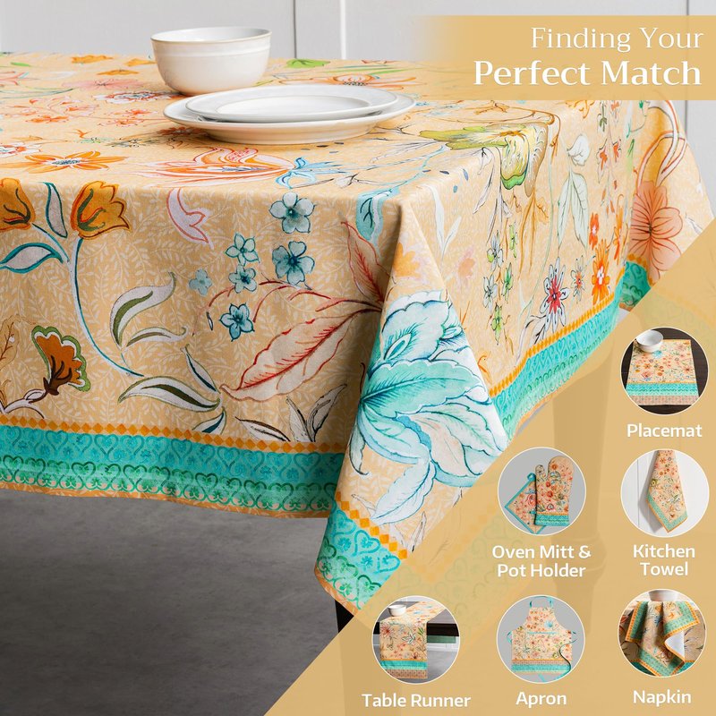 Maison d' Hermine Table Cloth Square Table 100% Cotton 60 x 60 Inches Tablecloth Reusable Decorative for Dining Kitchen Room Farmhouse Home Gifts for Mothers Day Spring Summer - Luxury Loft - Peach