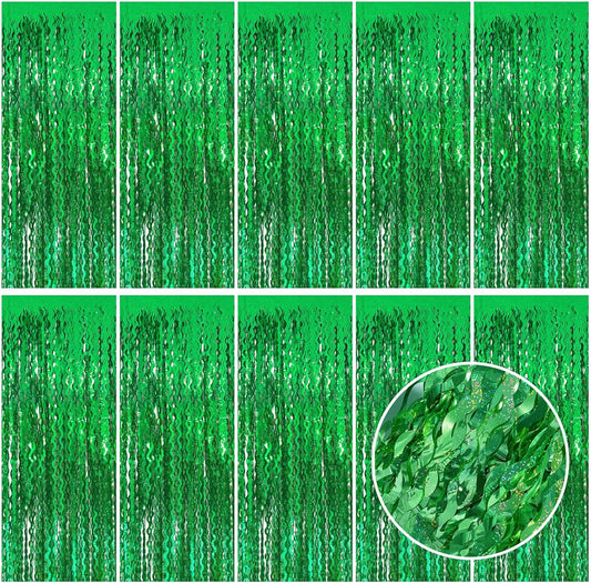 Skiennix Tinsel Foil Fringe Curtains - Metallic Wavy Backdrop for Party Decorations | Photo Booth Props