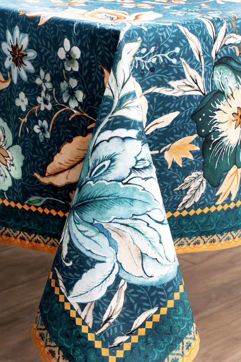 Maison d' Hermine Table Cloth Rectangle Table 100% Cotton 54 x 72 Inches Fall Tablecloth Reusable Everyday Use for Thanksgiving Christmas Decorations Dining Farmhouse Party (Luxury Loft - Dark Teal)