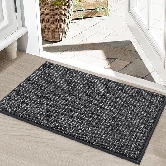 BEQHAUSE Dirt Trapper Door Mat - Non-Slip, Washable & Absorbent | 20" x 32" Charcoal Entryway Mat
