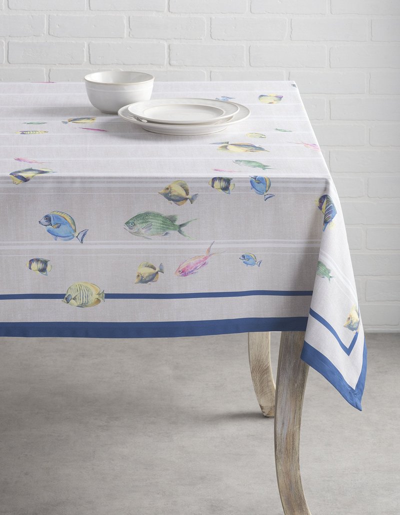 Maison d' Hermine Table Cloth Rectangle Table 100% Cotton 54 x 72 Inches Tablecloth Reusable Decorative for Dining Kitchen Room Farmhouse Home Gifts for Mothers Day Spring Summer - Poisson