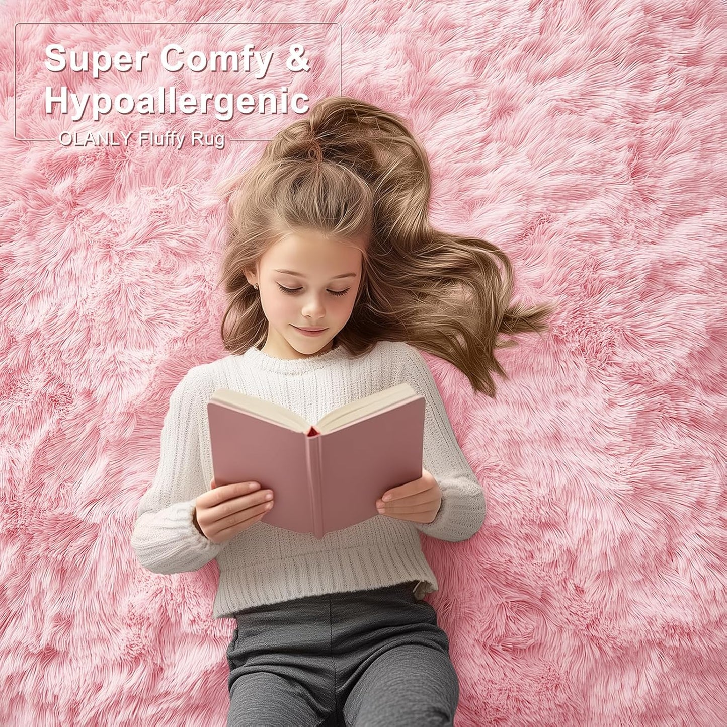 OLANLY Runner Rugs - Soft, Machine Washable Shaggy Design for Hallway & Bedroom | Pink 2x5 ft