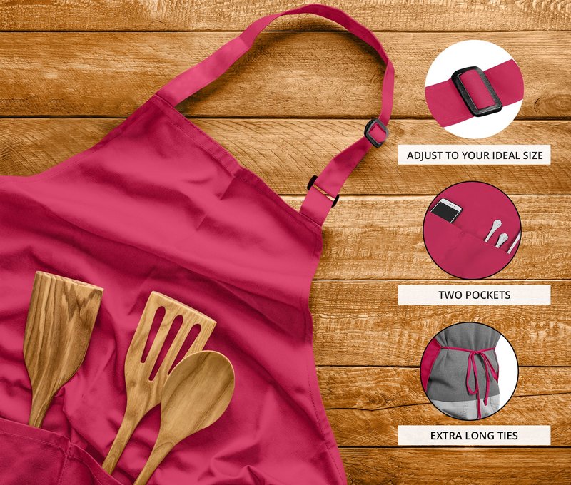 Utopia Kitchen 2 Pack Bib Apron, Adjustable with 2 Pockets, Water and Oil Resistant, Cooking Kitchen Chef Apron for Women Men