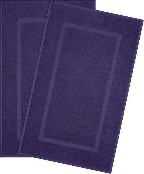 Cotton Paradise 100% Cotton Bath Mats - Soft, Absorbent, Quick-Dry Set of 2 | 20x34 Inches, Purple