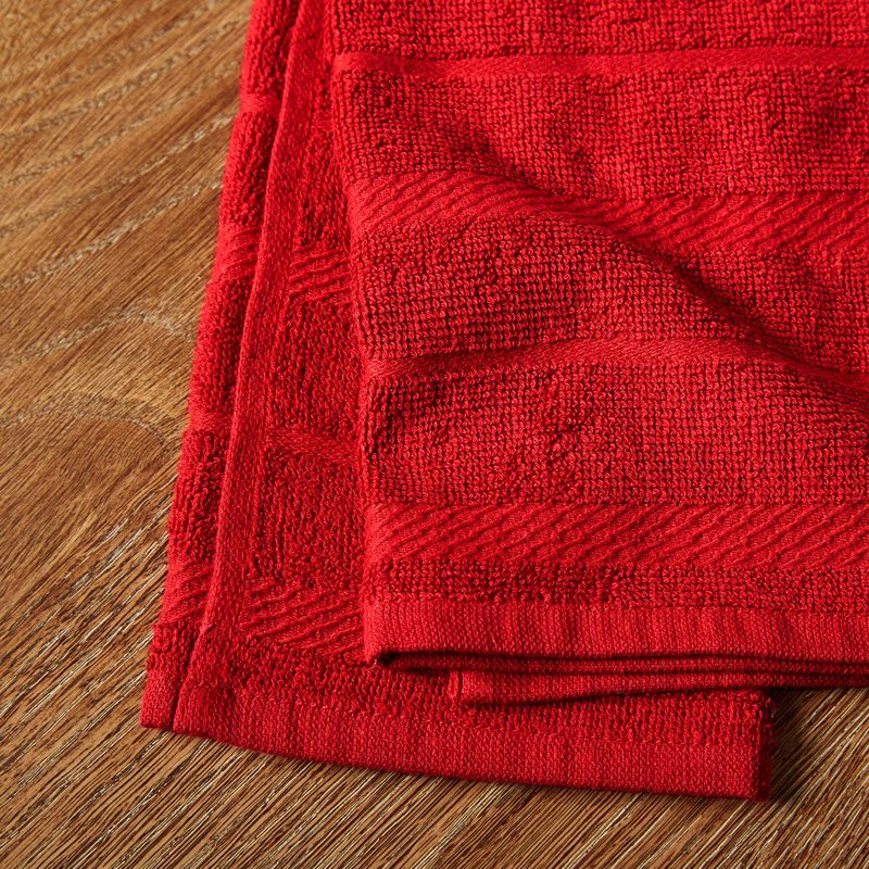 KitchenAid Albany Kitchen Towel 4-Pack Set, Passion Red/White, 16"x26"