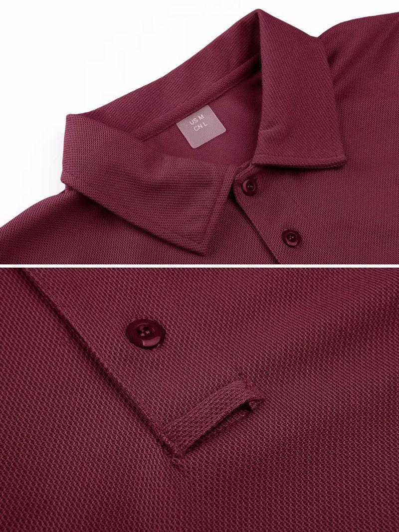MAGCOMSEN Polo Shirts for Men Golf Shirts Quick Dry Collared Short-Sleeve Work Polo Performance Shirt Wine Red L