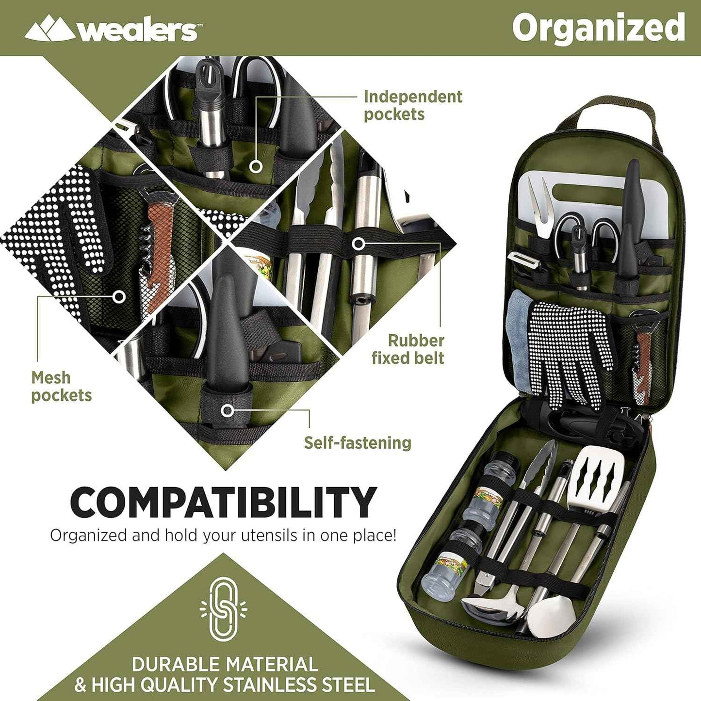Portable Camp Kitchen Utensil Set - Compact BBQ Accessories & Travel Organizer for Hiking & Backpacking