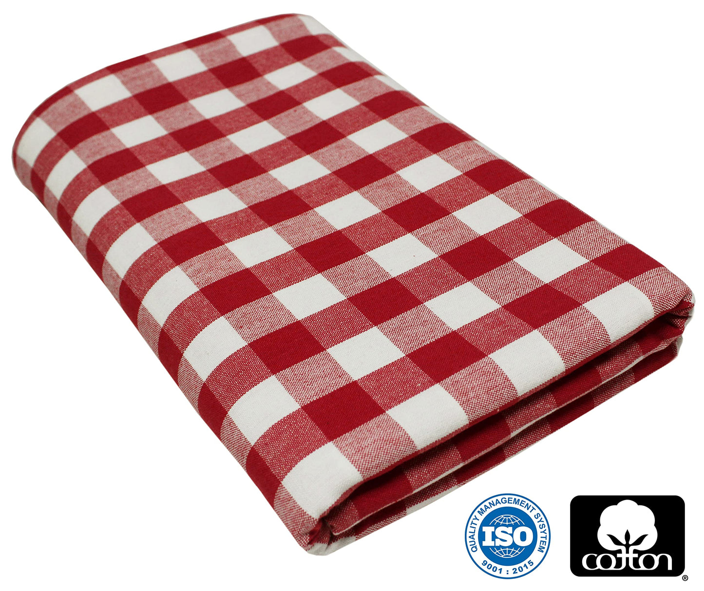COTTON CRAFT Countryside Classic Gingham Buffalo Check Plaid Tablecloth- Premium Cotton- Halloween Harvest Autumn Fall Thanksgiving Holiday Christmas Xmas Dining Celebration Festive Party - 60x120 Red