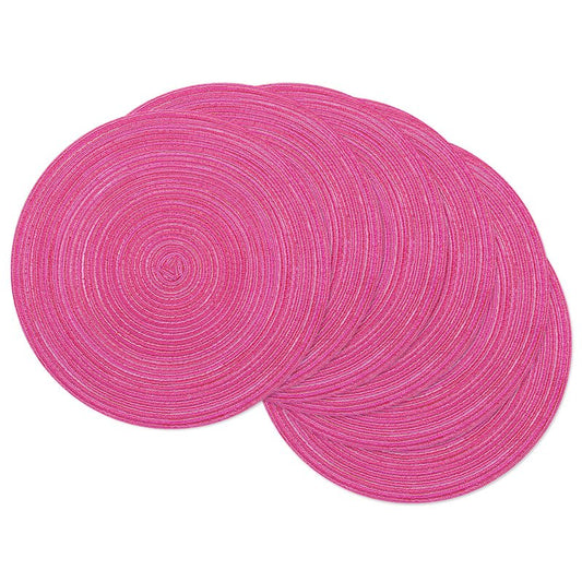 SHACOS Round Braided Placemats Set of 6 Cotton Round Place Mats 15 inch Washable Table Mats for Dining Table Holiday Party (Hot Pink, 6)