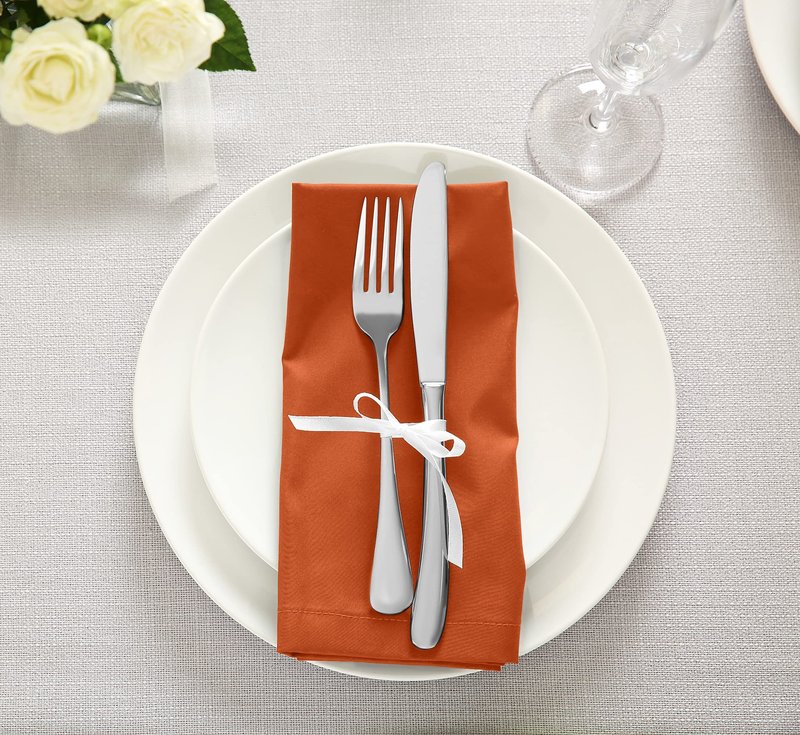 Utopia Kitchen Orange Cloth Napkins [12 Pack, 18x18 Inch] Absorbent Cotton Blend Washable and Reusable for Halloween, Thanksgiving, Dinner, Restaurant, Lunch, Wedding and Hotel