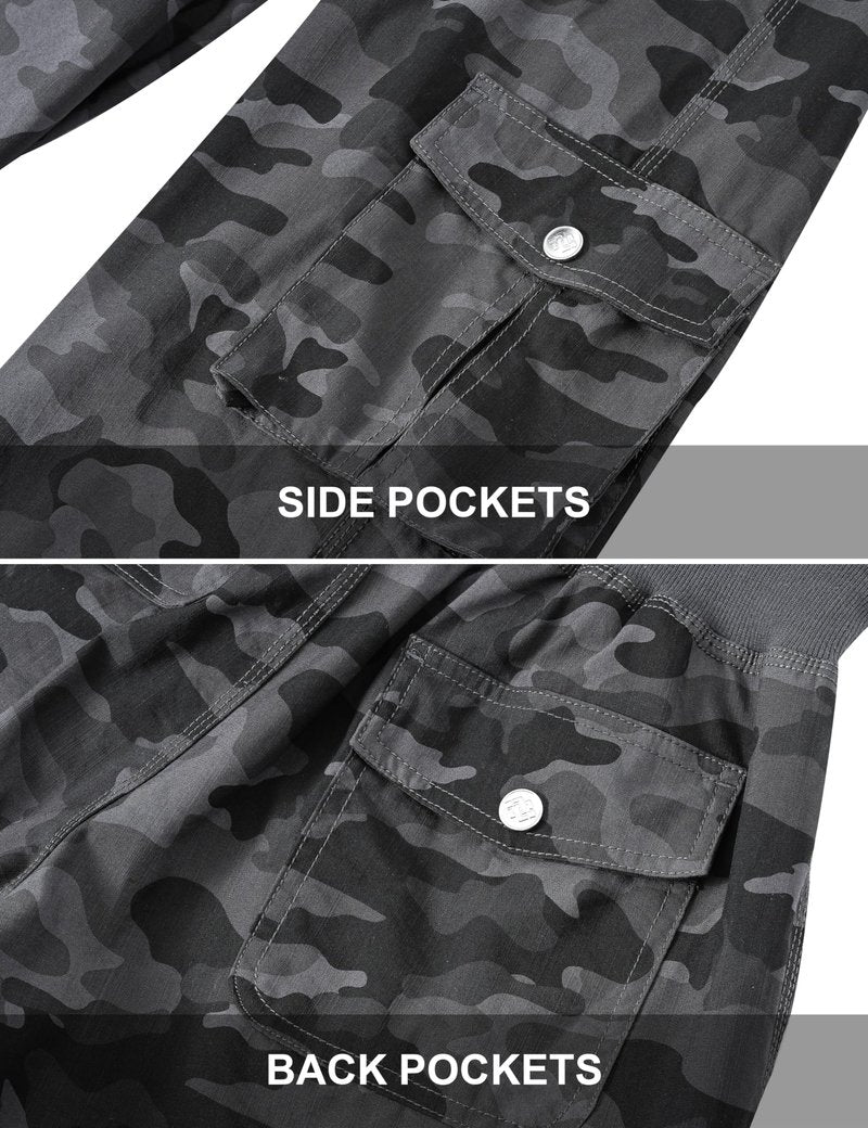 MoFiz Womens Capris with Pockets Loose Fit Casual Capri Pants Dressy Lightweight Ladies Baggy Cargo Pants for Hiking Camo Gray 2XL