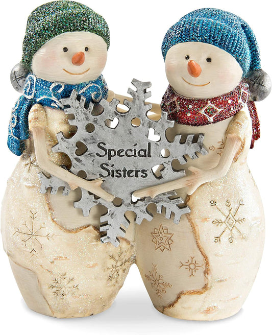 Pavilion Gift Company Double Snowman Figurine - Special Sisters Design | 4.5 Inches Tall