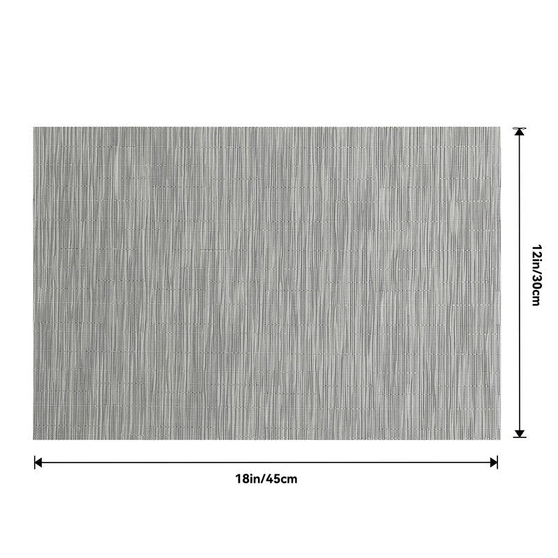Leetaltree Silver Placemats Set of 6 - Heat Resistant Non-Slip Place mats for Dining Table, Washable Durable PVC Vinyl Woven Table Mats（Silver, 6）