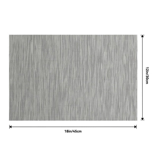 Leetaltree Silver Placemats Set of 12 - Heat Resistant Non-Slip Place mats for Dining Table, Washable Durable PVC Vinyl Woven Table Mats（Sliver, 12）