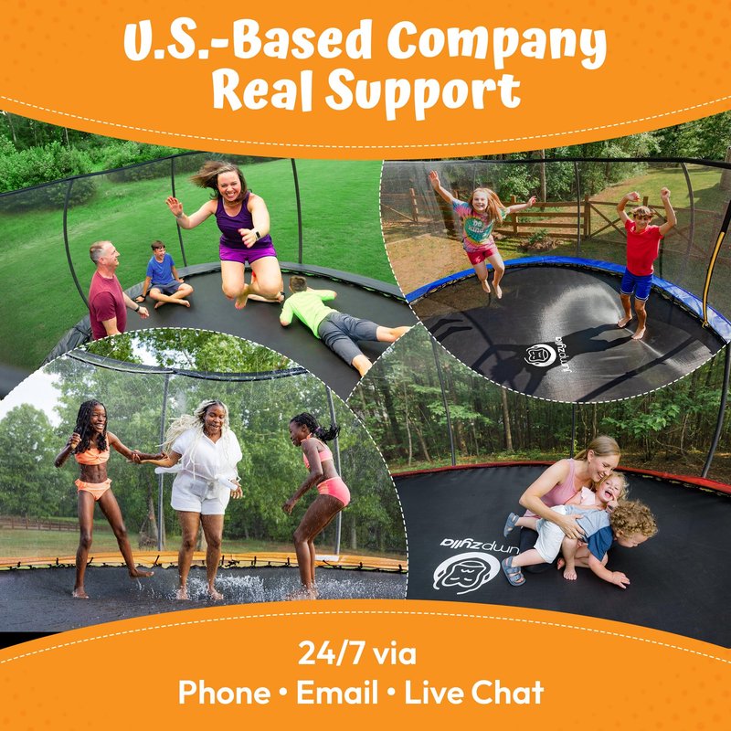 JUMPZYLLA Outdoor Trampoline with Net for Kids 10FT 12FT 14FT 15FT 16FT