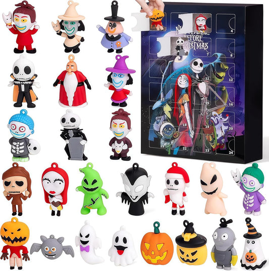 Nightmare Before Christmas Advent Calendar 2025 - 24 Scary Gifts & Collectible Horror Figures (Black)