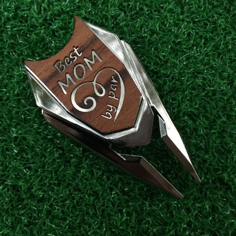 The Quintessential Hostess Best MOM by Par Teak Wood Divot Tool Golf Ball Marker Mom Gift Mother's Day