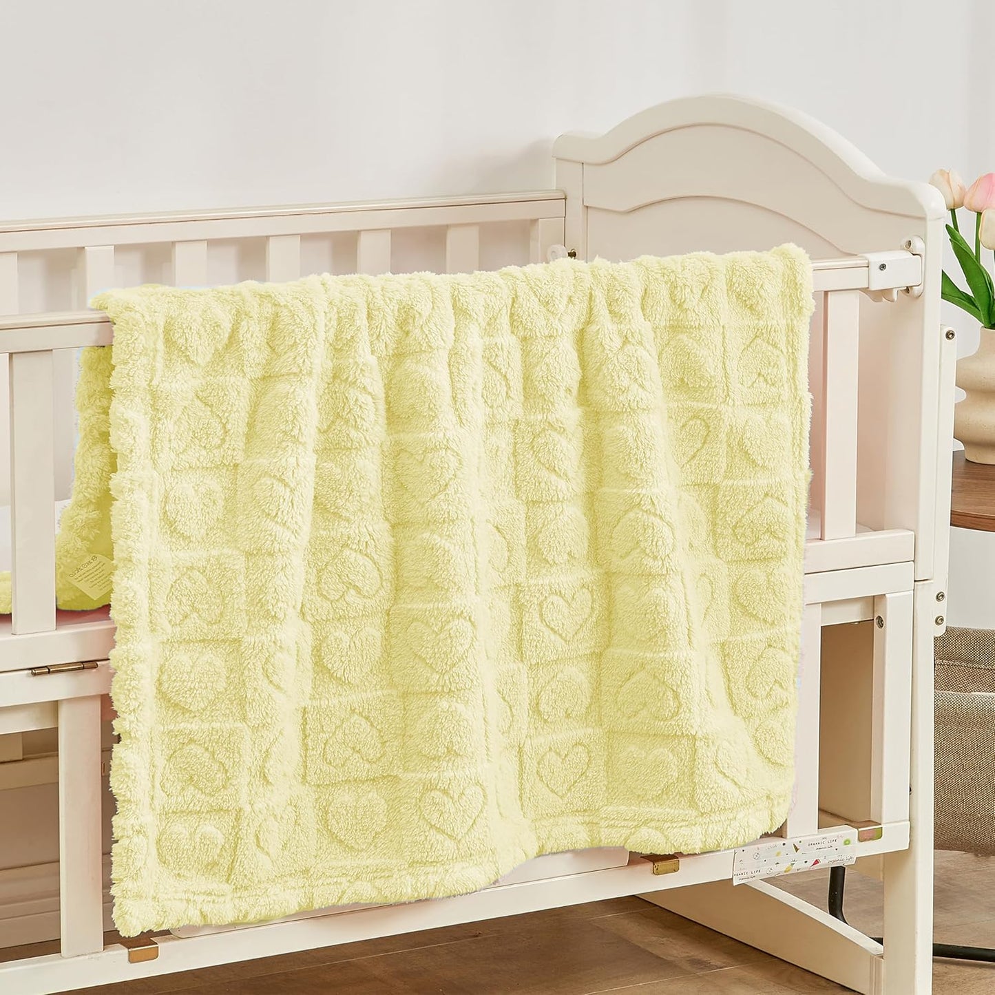 Yurhap Fleece Baby Blanket - Ultra Soft Heart Checkered Design | Cozy 30”×40” Blanket for Infants