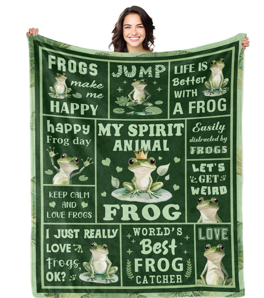 Bariceneth Frog Gifts, Frog Blanket 50" X 60", Frog Gifts for Women, Funny Frog Stuff, Frogs Birthday Decorations Throw