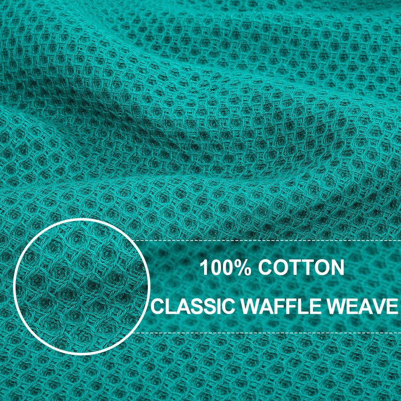 Homaxy 100% Cotton Waffle Weave Kitchen Dish Cloths, Ultra Soft Absorbent Quick Drying Dish Towels, 12 x 12 Inches, 8-Pack, Teal