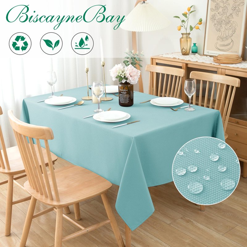 Biscaynebay Tablecloth for Rectangle Tables-90x132 Inch Aqua Blue Outdoor Picnic Table Cover-Rectangular Folding Table Cloths Water Resistant for Kitchen Camping Dining Room Patio Banquet Party