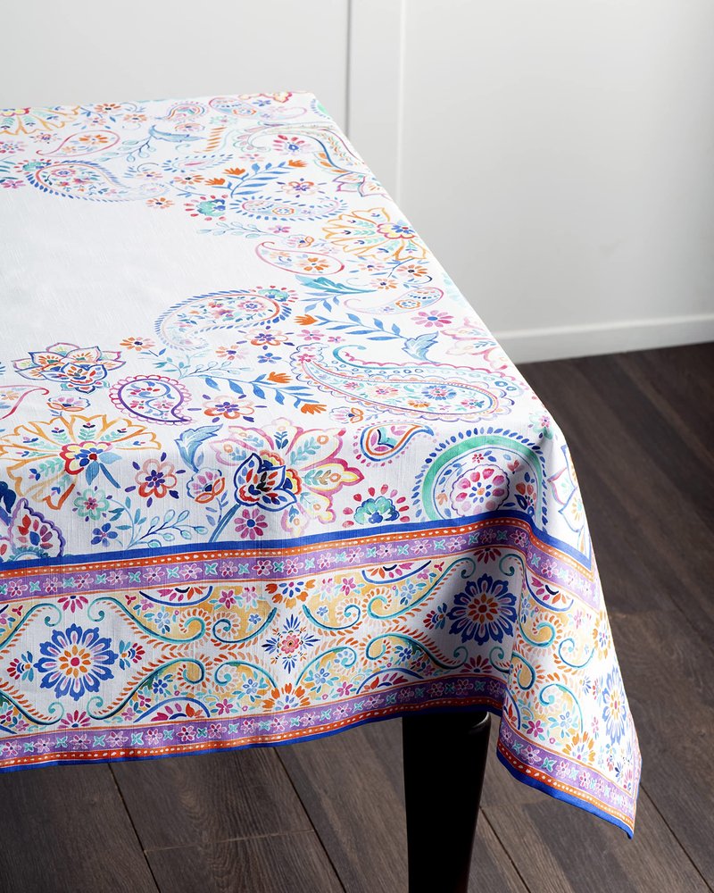 Maison d' Hermine Table Cloth Rectangle Table 100% Cotton 60 x 108 Inches Tablecloth Reusable Decorative for Dining Kitchen Room Farmhouse Home Gifts for Mothers Day Spring Summer - Indian Floral