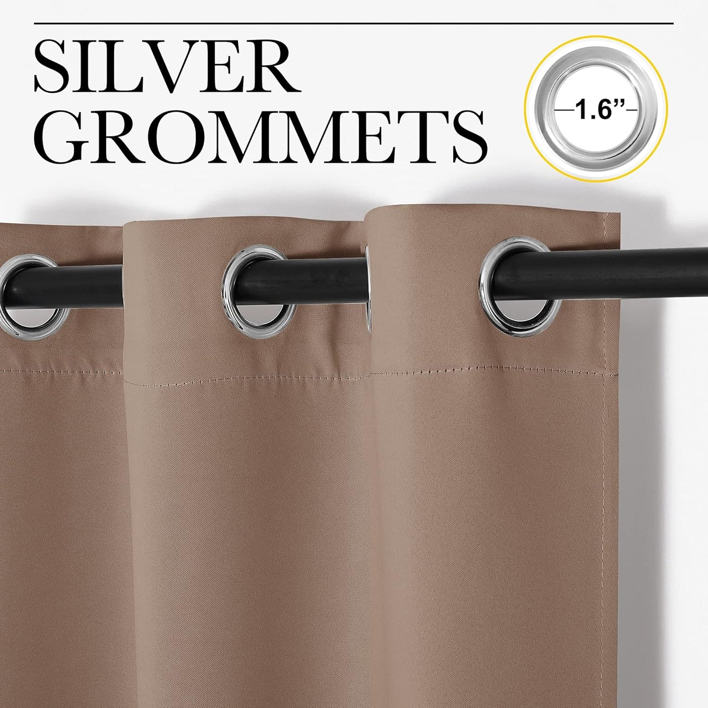 NICETOWN Blackout Curtains - Thermal Insulated Drapes Set of 2 | 55 x 120 Inch, Cappuccino