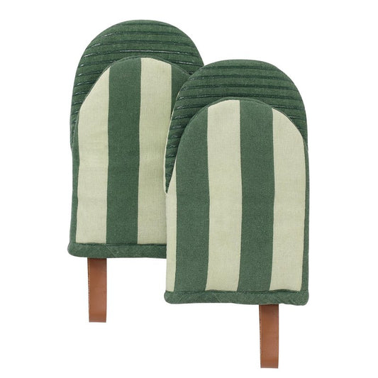 Folkulture Oven Mitts - Set of 2 (5.75"x9") | Oven Mitts with Hanging Loop for Cooking Gifts for Women, Kitchen Decor| 100% Cotton, Silicone Heat Resistant Mini Mitts - House Warming Gifts (Matcha)
