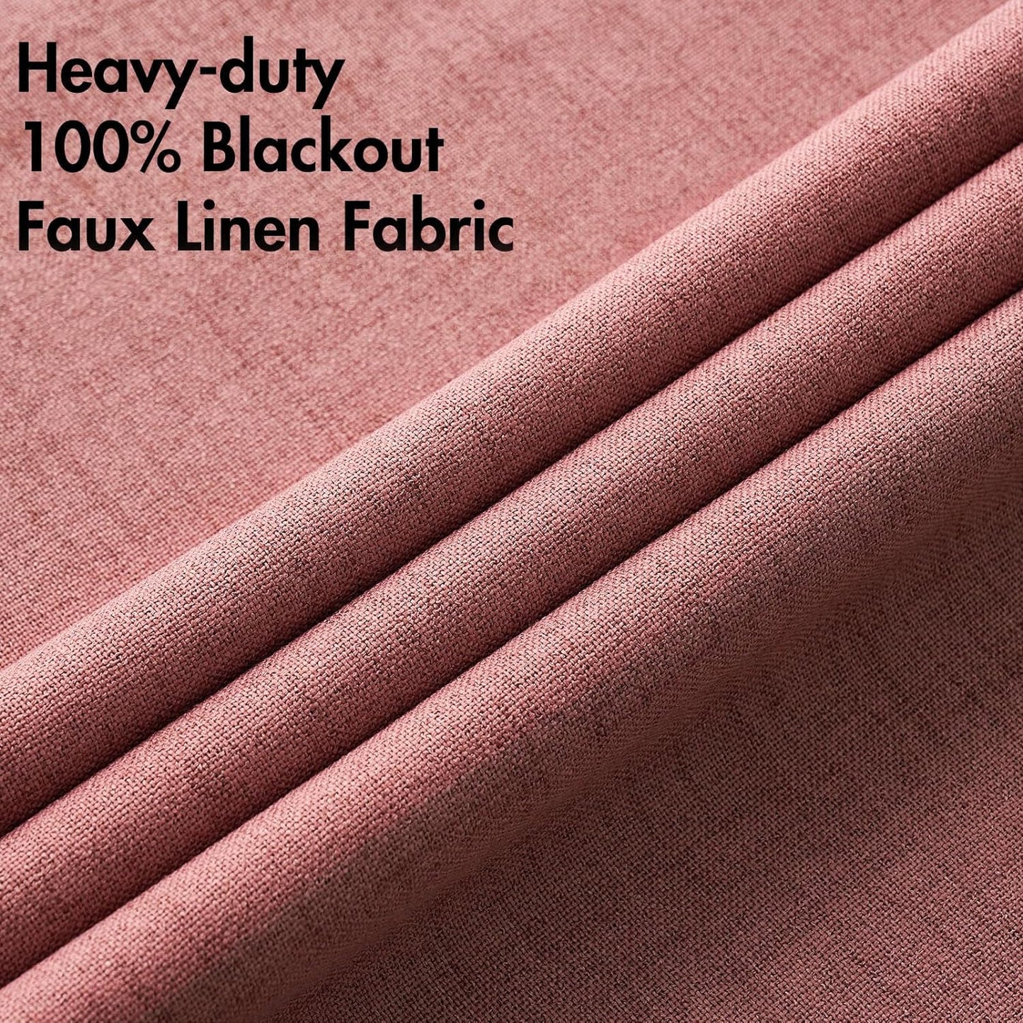 MIULEE Blackout Linen Textured Curtains - Thermal Insulated Dusty Rose Drapes | 52 x 72 Inch (2 Panels)