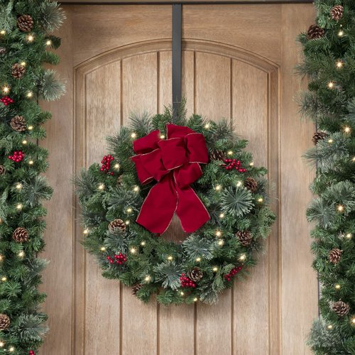 Haute Decor 2-Pack Adapt Adjustable Length Over The Door Wreath Hanger Hook - 2PACK - Strong, Holds up to 20 lbs. (Matte Black)