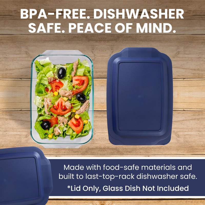 Replacement Lid fits Pyrex 9x13 233 Glass Casserole Baking Dish Container with Tab Handles, for 3-Quart Model 233-PC (Navy)