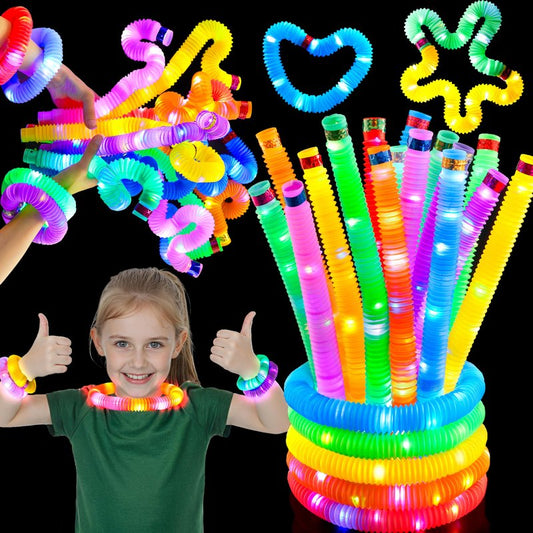 JOYIN 9 Pack Glow Sticks Party Favors for Kids, Light Up Pop Tubes Glow Necklaces Bracelets Party Supplies for Toddlers Boys Girls Birthday Gifts, School Classroom Goodie bags, Treasure Box Toys
