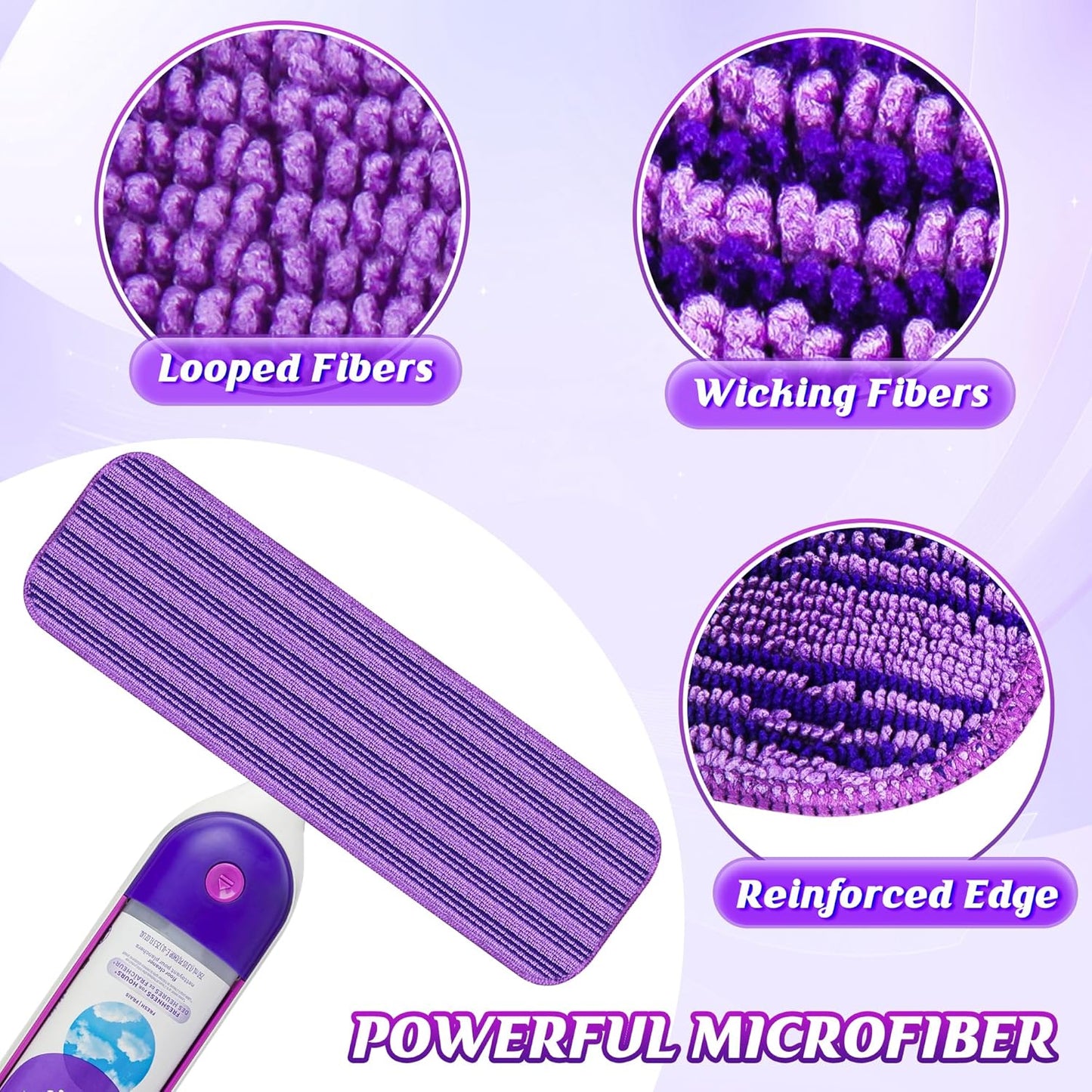 Papclean Mop Pads for Swiffer PowerMop - 9 Reusable Microfiber Wet Pads for Multi-Surface Cleaning