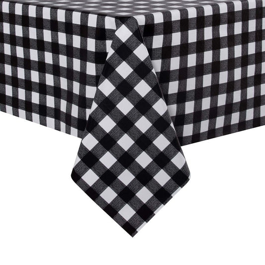 sancua Checkered Vinyl Rectangle Tablecloth 54 x 78 Inch, 100% Waterproof Oil Proof Spill Proof PVC Plaid Table Cloth, Wipe Clean Buffalo Table Cover for Dining Tables Buffet Parties, Black and White