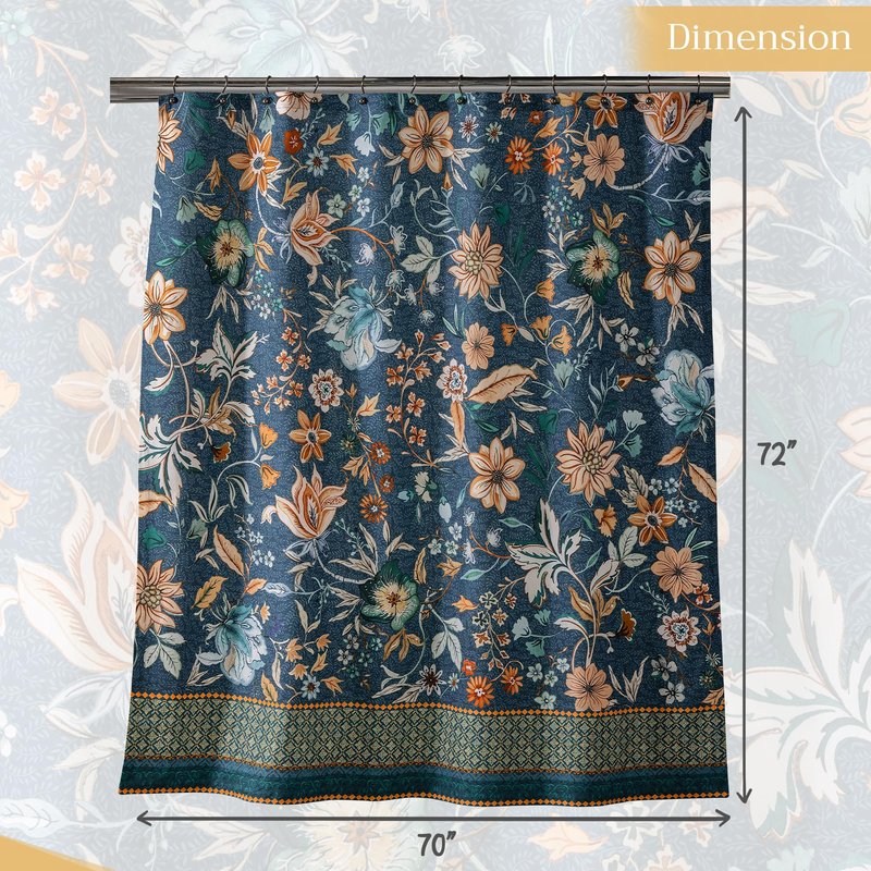 Maison d' Hermine Shower Curtain 100% Cotton One Panel 70"x72" Washable Fabric Shower Curtains for Bathroom, Easy Hanging with 12 Button Holes -Home Spa Gifts for Mothers Day (Luxury Loft - Dark Teal)