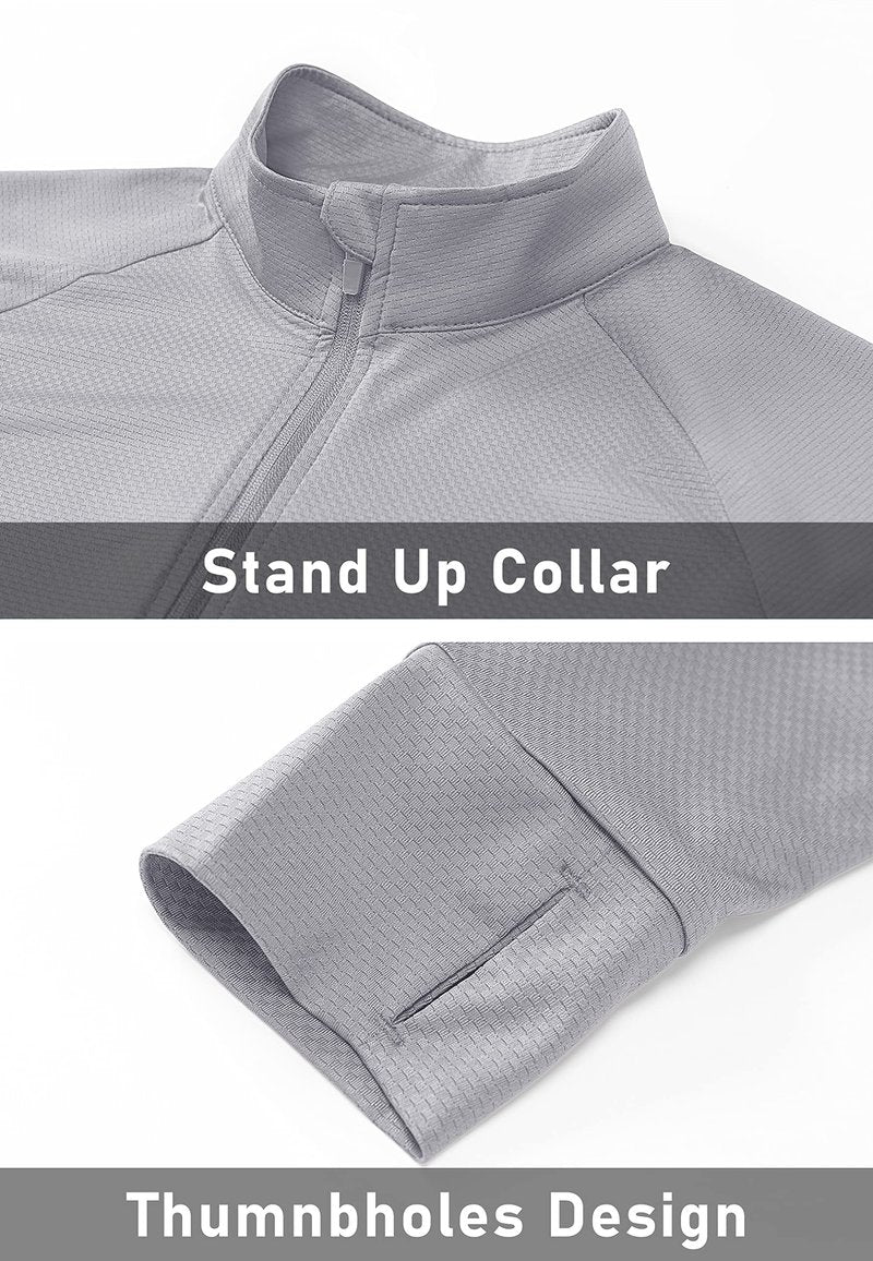 MAGCOMSEN Lightweight Jacket for Women UV Protection Long Sleeve Shirts Quick Dry Running Hiking Shirts Light Grey XL