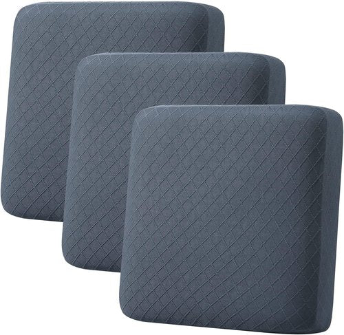 Hyha Outdoor Couch Cushion Covers - Washable Jacquard Diamond Lattice | 3-Piece Grey Set for Indoor/Outdoor Use