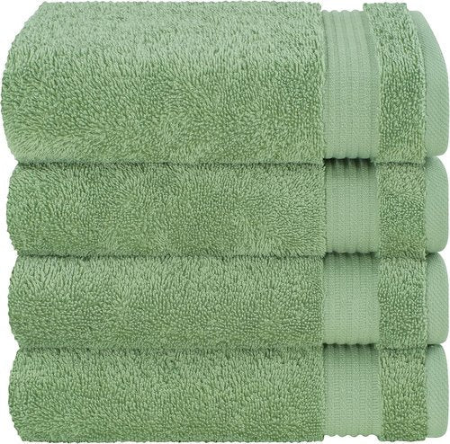 Cotton Paradise Hand Towels - 100% Turkish Cotton, Soft & Absorbent 4-Piece Set in Sage Green