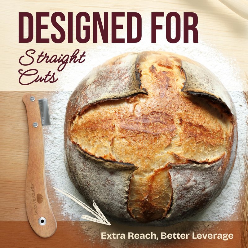 Superbaking Bread Lame - Sourdough Scoring Tool with 5 Extra Blades - Baking Supplies for Home Bakers - Sourdough Razor Scorer - Bread Making Tools - Gift for Bakers - Premium Ergonomic Wooden Handle