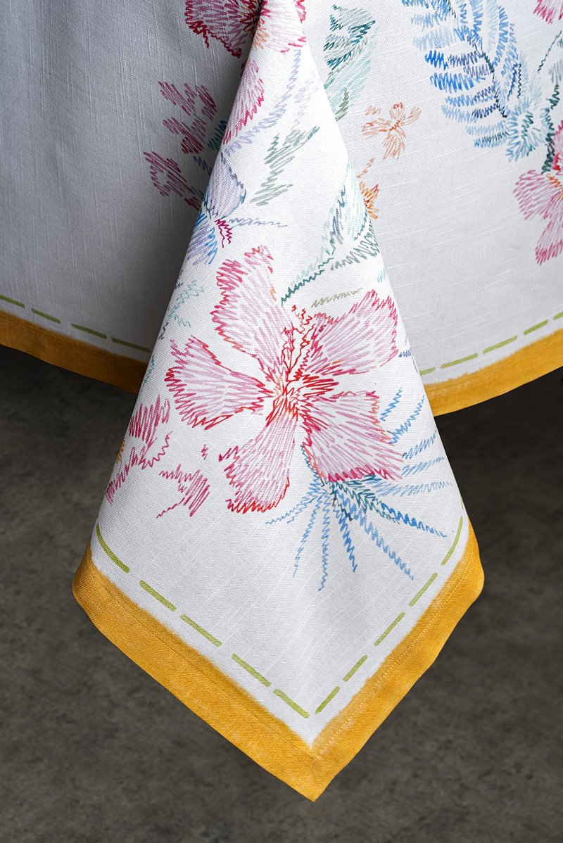 Maison d' Hermine Table Cloth Rectangle Table 100% Cotton 60 x 90 Inches Tablecloth Reusable Decorative for Dining Kitchen Room Farmhouse Home Gifts for Mothers Day Spring Summer - Paradise Island