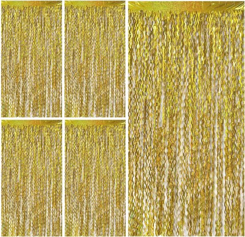 Gold Backdrop | Foil Curtain Decorations for Birthday, Bachelorette & Party Photo Booths - 6ft x 3ft
