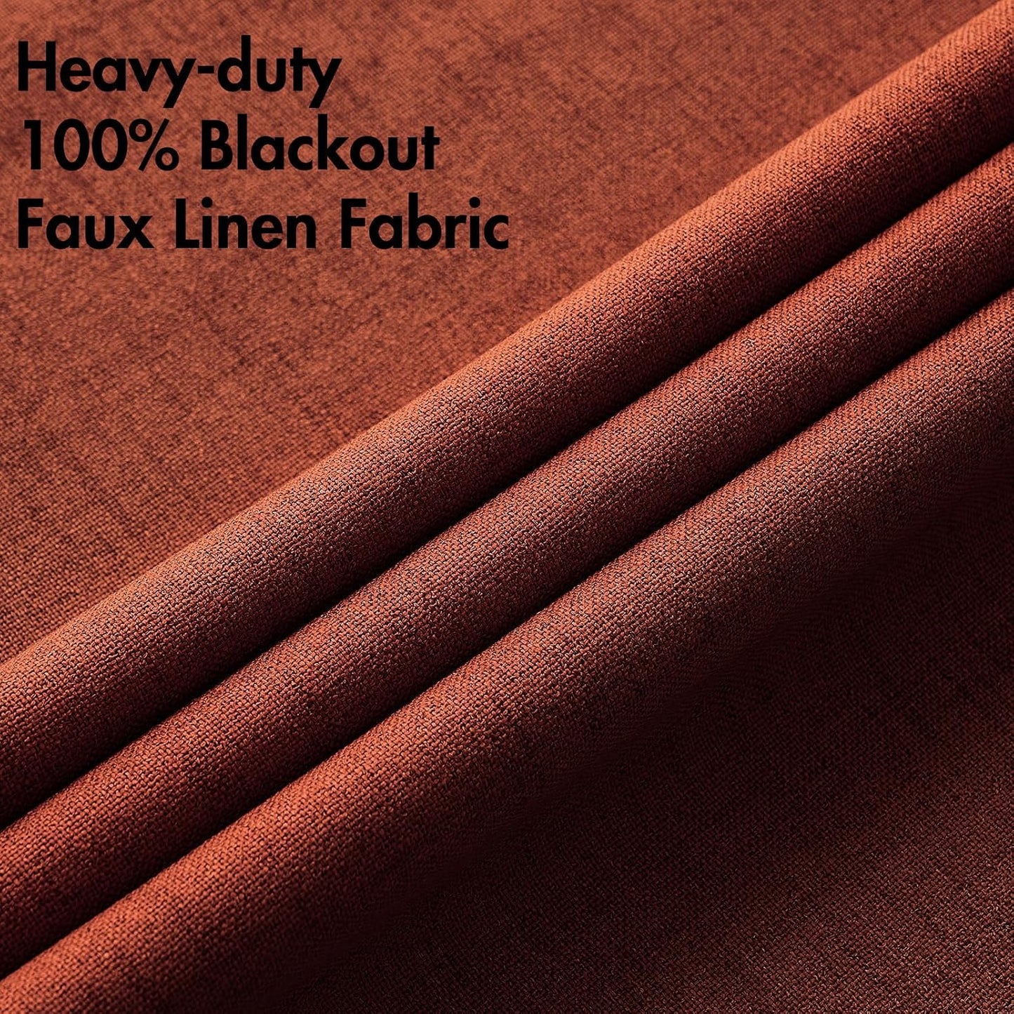 MIULEE Blackout Linen Curtains - Thermal Insulated Burnt Orange Drapes | 52 x 54 Inch (2 Panels) for Bedroom & Living Room