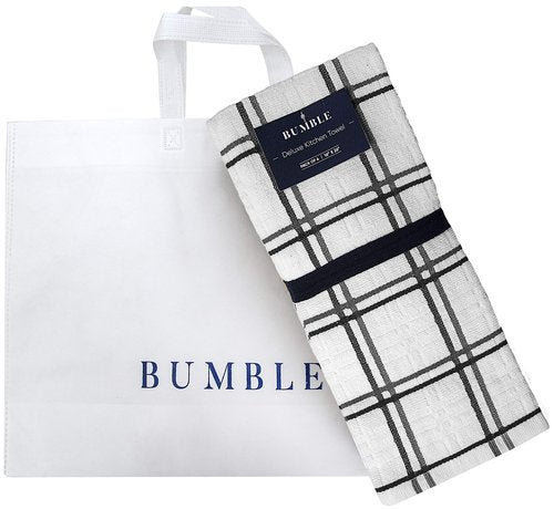 Dish Towel 16"x26" | Grey Windowpane Design | Kitchen Hand Towels, Large Tea Towel Set | Natural Ring Spun Cotton Dish Towels for Kitchen | Soft, Highly Absorbent | 400 GSM – 6 Pack