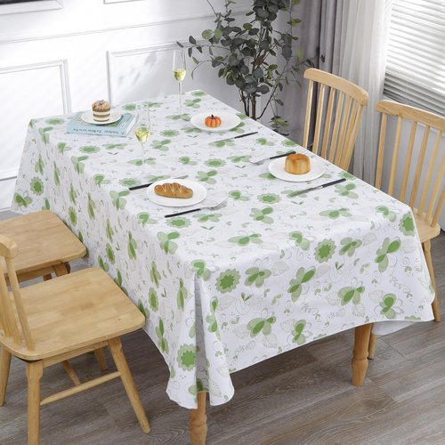Heavy Duty Vinyl Tablecloth with Flannel Backing Waterproof Oil-Proof Plastic Table Cloth Stain-Resistant Wipeable Rectangle or Square Table Cover for Indoor and Outdoor (Floral and Leaf,60x102 Inch)