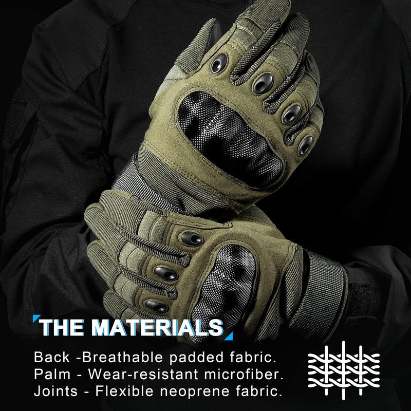 MVPTOO Touchscreen Padded Palm Gloves for Men Green Large