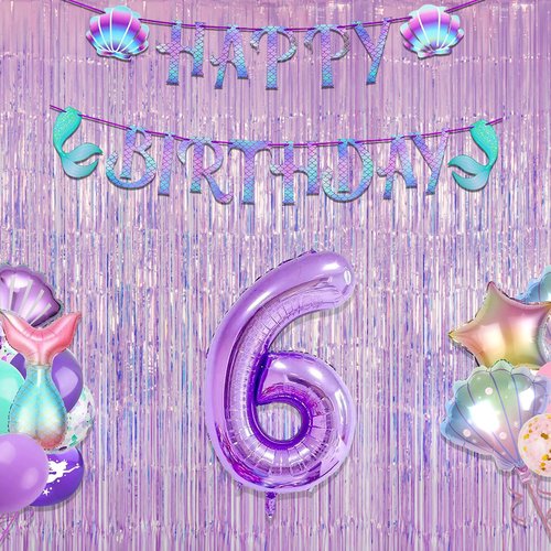 GREATRIL Iridescent Purple Tinsel Foil Fringe Curtain Streamers Backdrop for Birthday/Mermaid/Fairy/Wedding Party Decorations 3.2 x 6.5 ft, 2 Packs