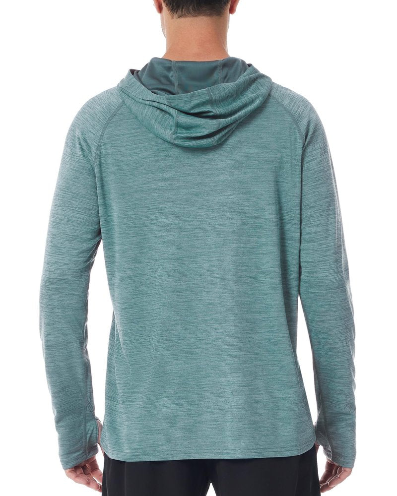 Roadbox Mens UPF 50+ Sun Hoodie, Long Sleeve UV Protection Lightweight Athletic Rash Guard Shirt for Outdoor Fishing Hiking Grey Green